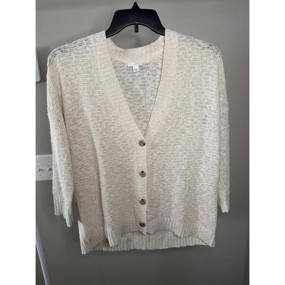 J. Jill Sweaters - J. Jill cotton blend textured v-neck sweater cardigan with button closure